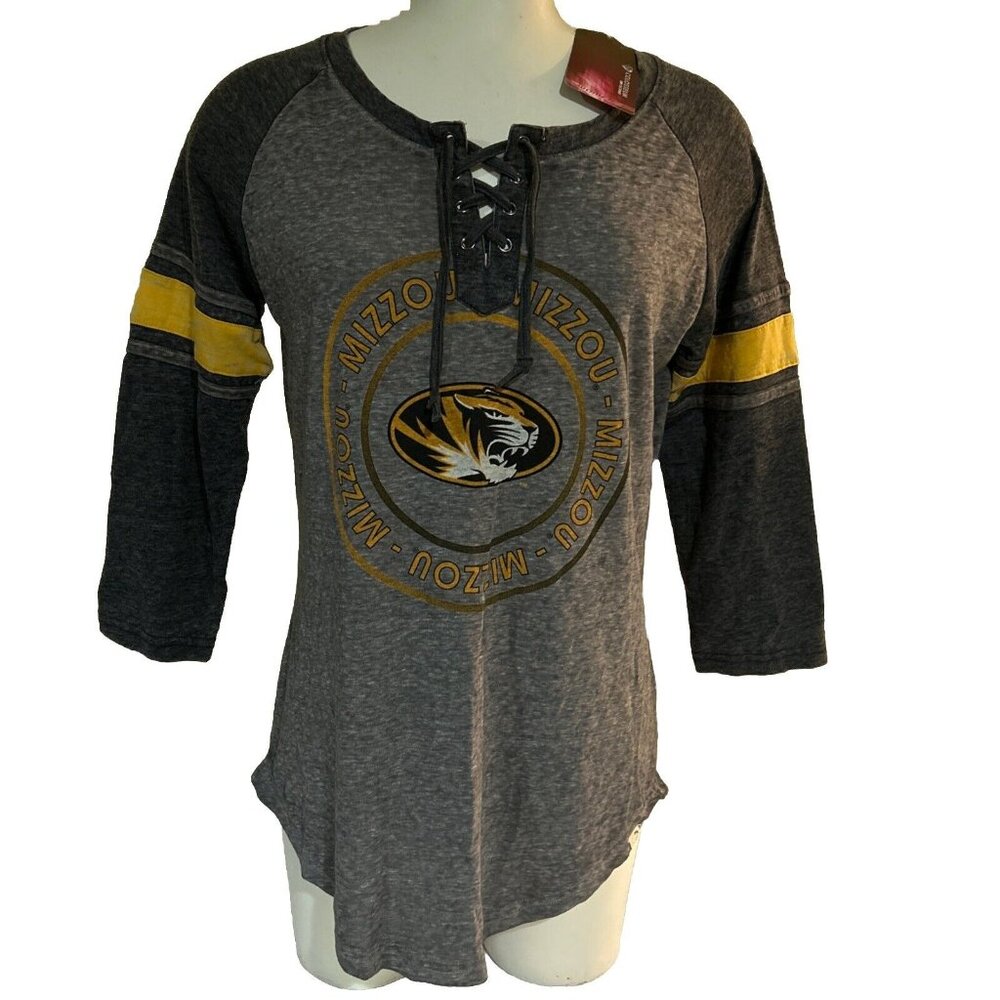Missouri Tigers Mizzou Tie Lace T Shirt Medium Women’s New